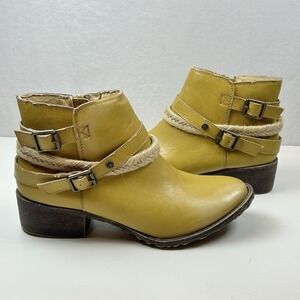 Groove Booties Western Country Festival Rope Mustard Yellow "Danger" Rodeo Sz 7